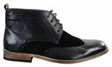 Ανδρικά μαύρα δερμάτινα σουέτ PU brogues μπότες smart casual μπότες αστράγαλο δαντέλα