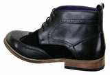Ανδρικά μαύρα δερμάτινα σουέτ PU brogues μπότες smart casual μπότες αστράγαλο δαντέλα