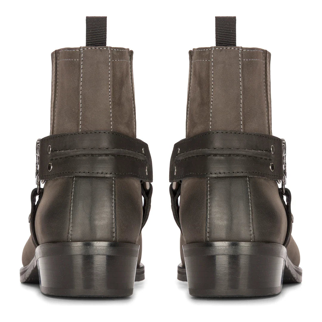 Ανδρική Μαύρη Μπότα Western Cowboy Vintage με Τετράγωνα Δάχτυλα, Χώρα, Κυνήγι, Πεζοπορία, Γνήσιο Δέρμα, Ιππασία, Ποδηλάτες