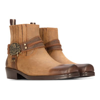 Ανδρικά Western Cowboy Tan Μπότες Vintage Τετράγωνα Δάχτυλα Εξοχή Κυνήγι Πεζοπορία Γνήσιο Δέρμα Ιππασία Ποδηλάτες