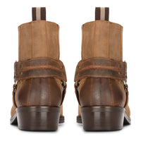 Ανδρικά Western Cowboy Tan Μπότες Vintage Τετράγωνα Δάχτυλα Εξοχή Κυνήγι Πεζοπορία Γνήσιο Δέρμα Ιππασία Ποδηλάτες