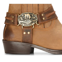 Ανδρικά Western Cowboy Tan Μπότες Vintage Τετράγωνα Δάχτυλα Εξοχή Κυνήγι Πεζοπορία Γνήσιο Δέρμα Ιππασία Ποδηλάτες