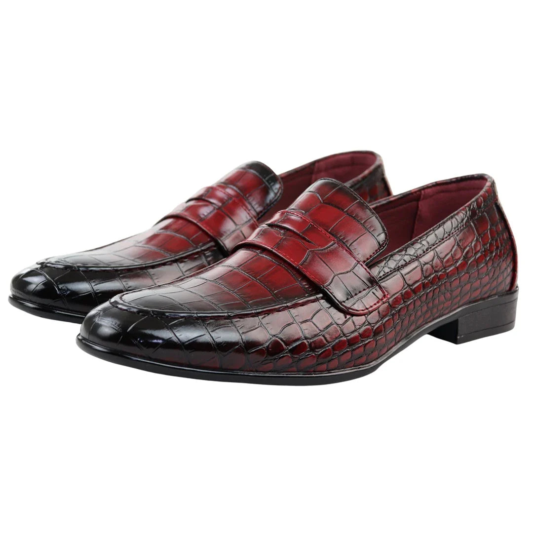 Ανδρικά επίσημα κόκκινα μοκασίνια Slip On