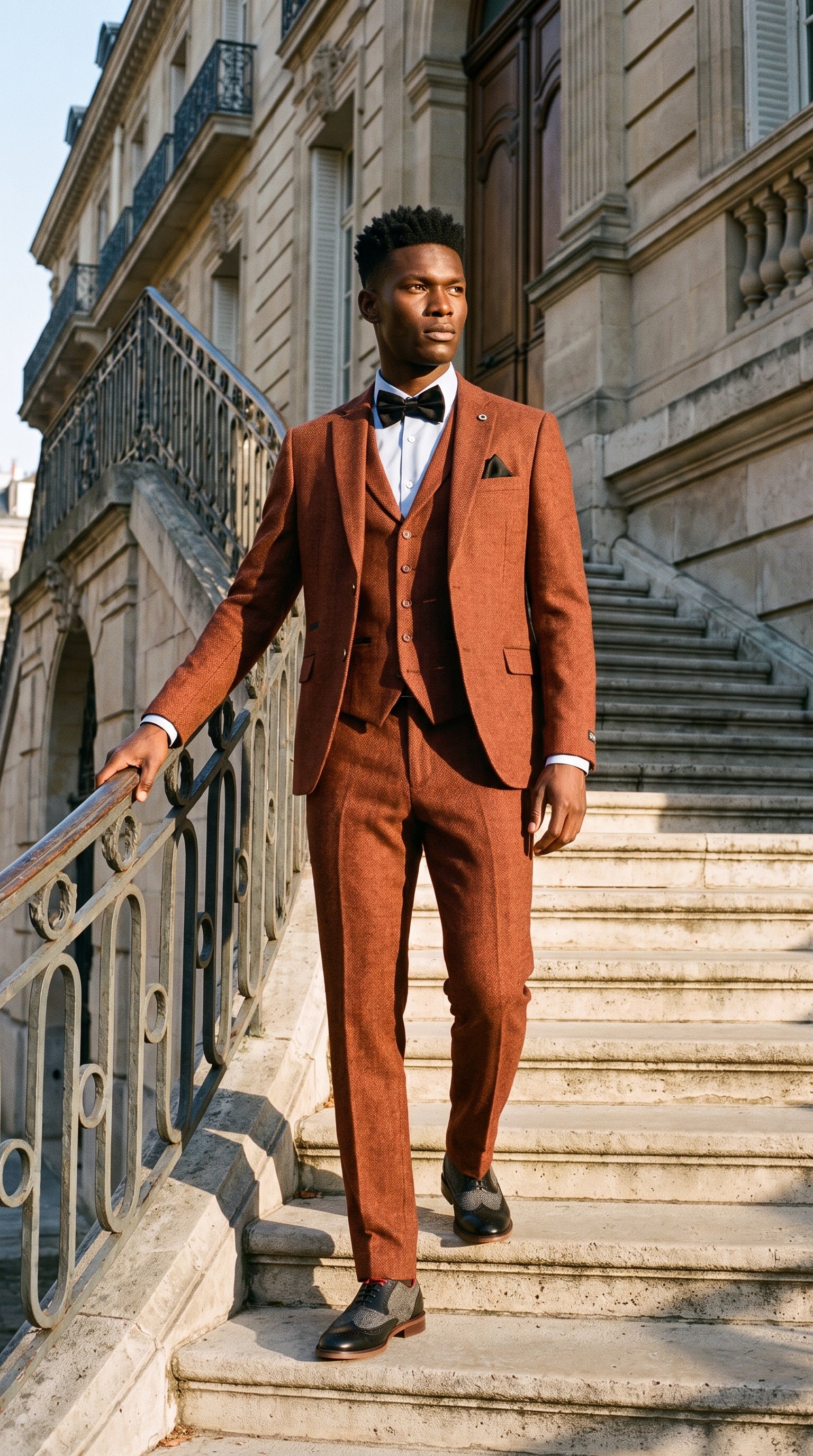 Look #279 styled with Κοστούμι 3 τεμαχίων από τουίντ σε σκουριά και ψαροκόκαλο