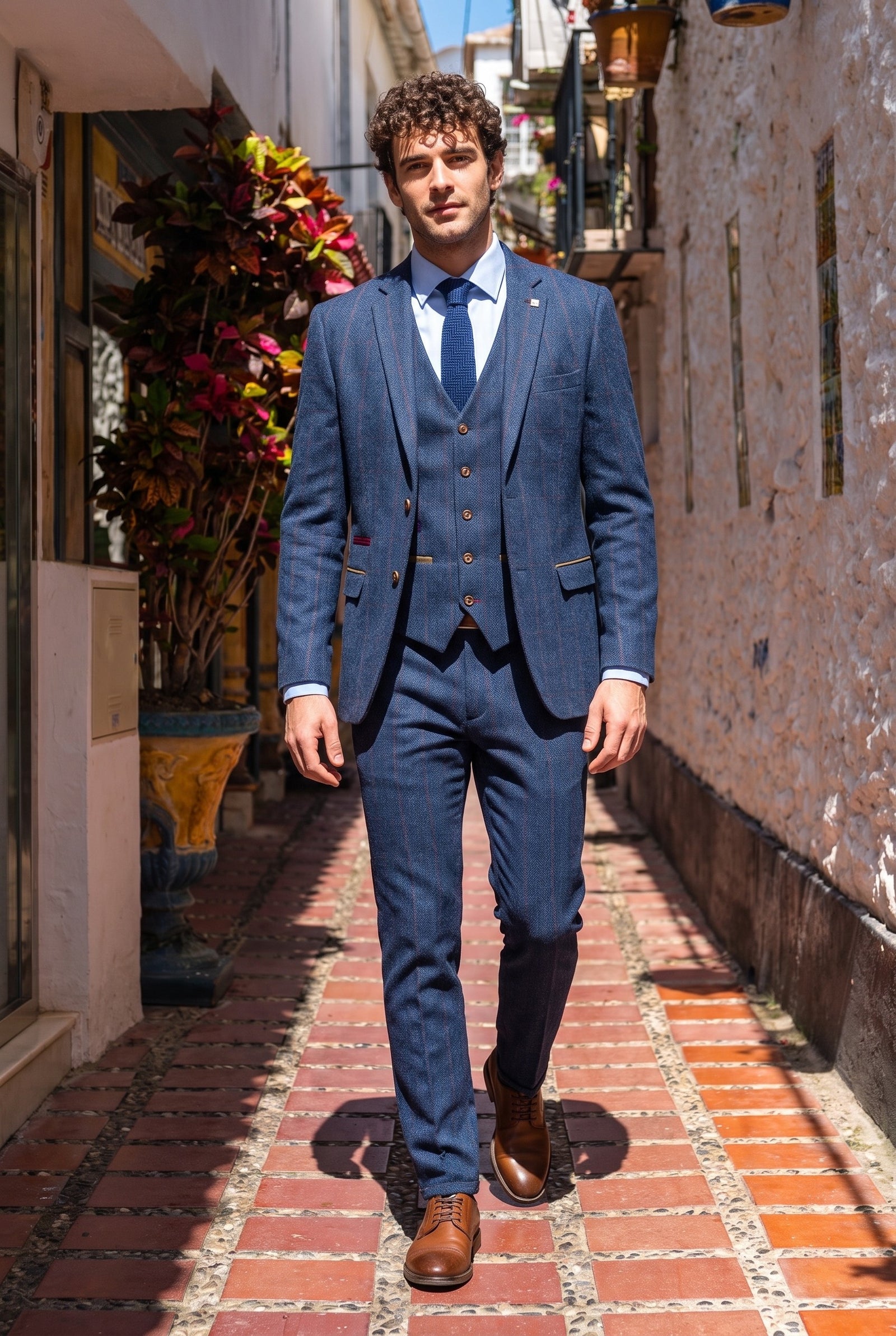 Look #986 styled with Scott Ανδρικό Μπλε Ολόσωμο Κοστούμι 3 Τεμαχίων από Τουίντ