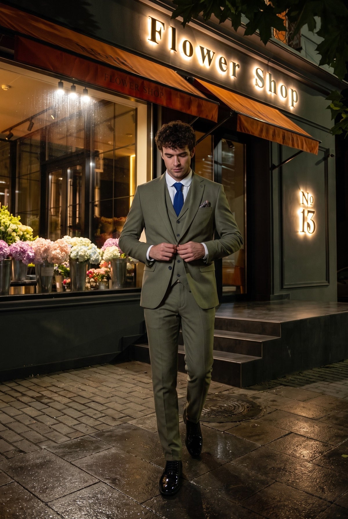 Look #158 styled with TP-22 Ανδρικό Καλοκαιρινό Νυφικό Κοστούμι 3 Τεμαχίων από Λινό Sage