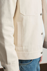 Ανδρικό μπεζ βαμβακερό μπουφάν Twill - Trucker Overshirt