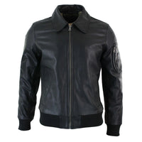 Ανδρικό Δερμάτινο Μπουφάν Harrington Black Bomber Classic Pilot