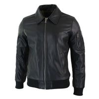 Ανδρικό Δερμάτινο Μπουφάν Harrington Black Bomber Classic Pilot