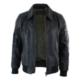 Ανδρικό Δερμάτινο Μπουφάν Harrington Black Bomber Classic Pilot