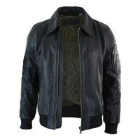 Ανδρικό Δερμάτινο Μπουφάν Harrington Black Bomber Classic Pilot