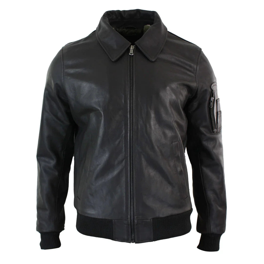 Ανδρικό Δερμάτινο Μπουφάν Harrington Brown Bomber Classic Pilot