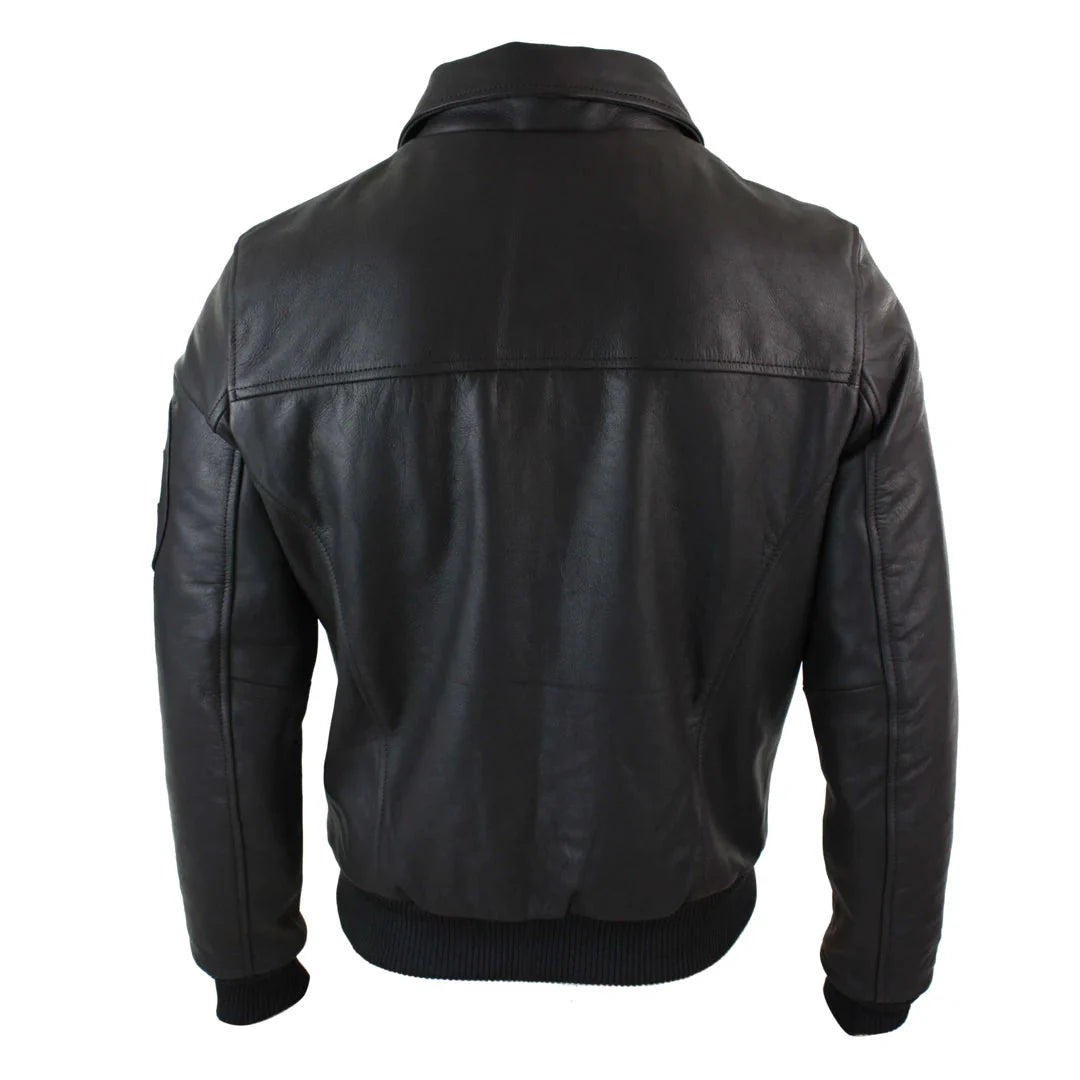 Ανδρικό Δερμάτινο Μπουφάν Harrington Brown Bomber Classic Pilot