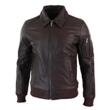 Ανδρικό Δερμάτινο Μπουφάν Harrington Burgundy Bomber Classic Pilot