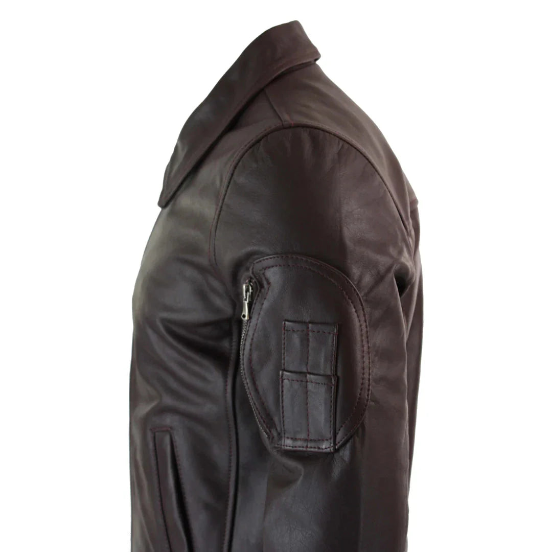 Ανδρικό Δερμάτινο Μπουφάν Harrington Burgundy Bomber Classic Pilot