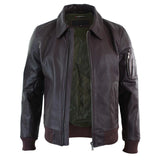 Ανδρικό Δερμάτινο Μπουφάν Harrington Burgundy Bomber Classic Pilot