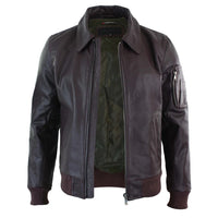 Ανδρικό Δερμάτινο Μπουφάν Harrington Burgundy Bomber Classic Pilot