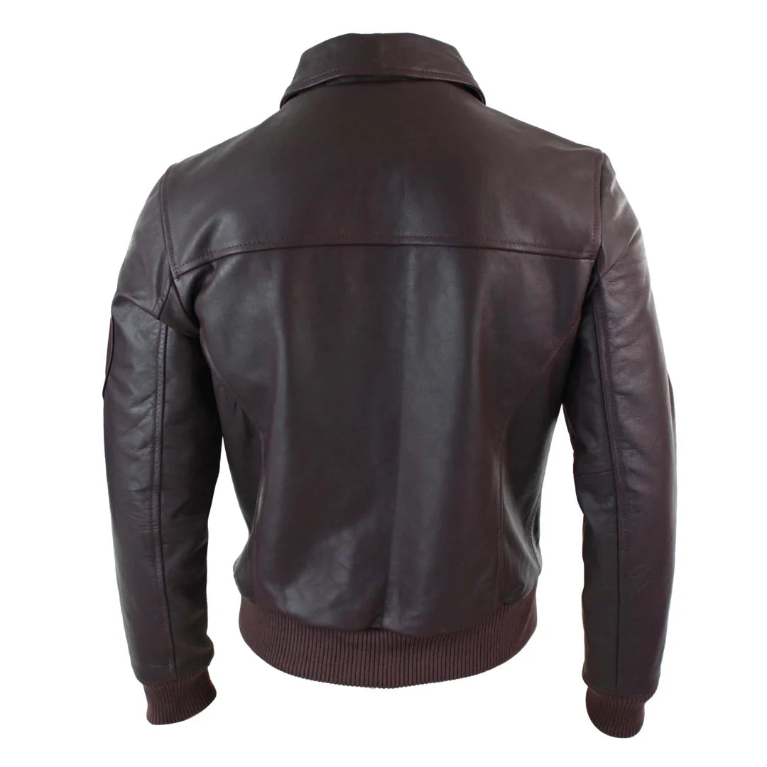 Ανδρικό Δερμάτινο Μπουφάν Harrington Burgundy Bomber Classic Pilot