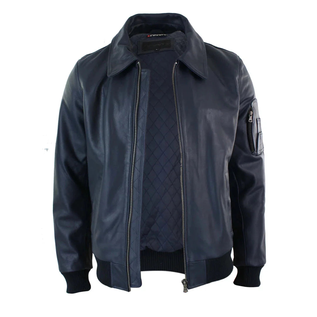 Ανδρικό Δερμάτινο Μπουφάν Harrington Navy Bomber Classic Pilot