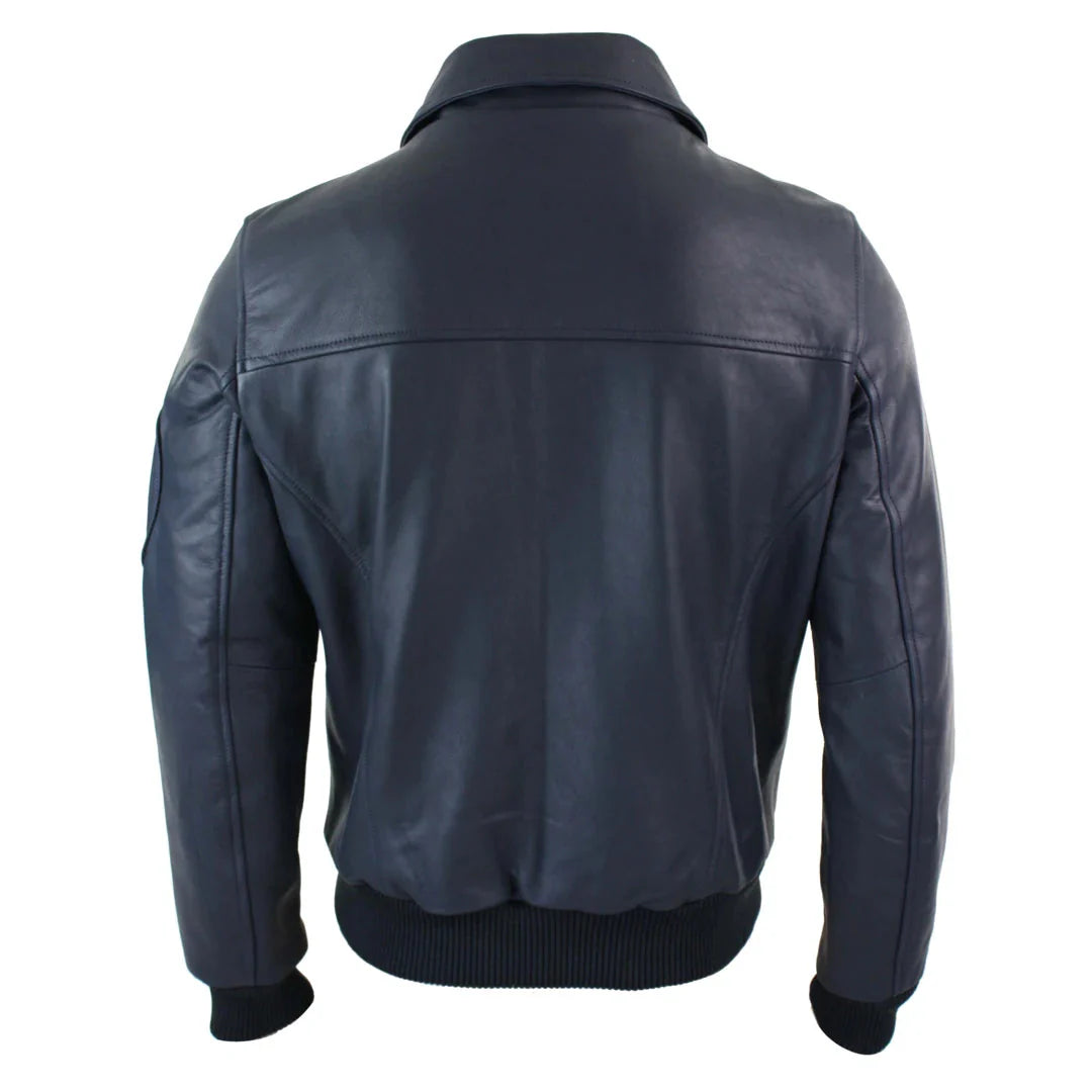 Ανδρικό Δερμάτινο Μπουφάν Harrington Navy Bomber Classic Pilot