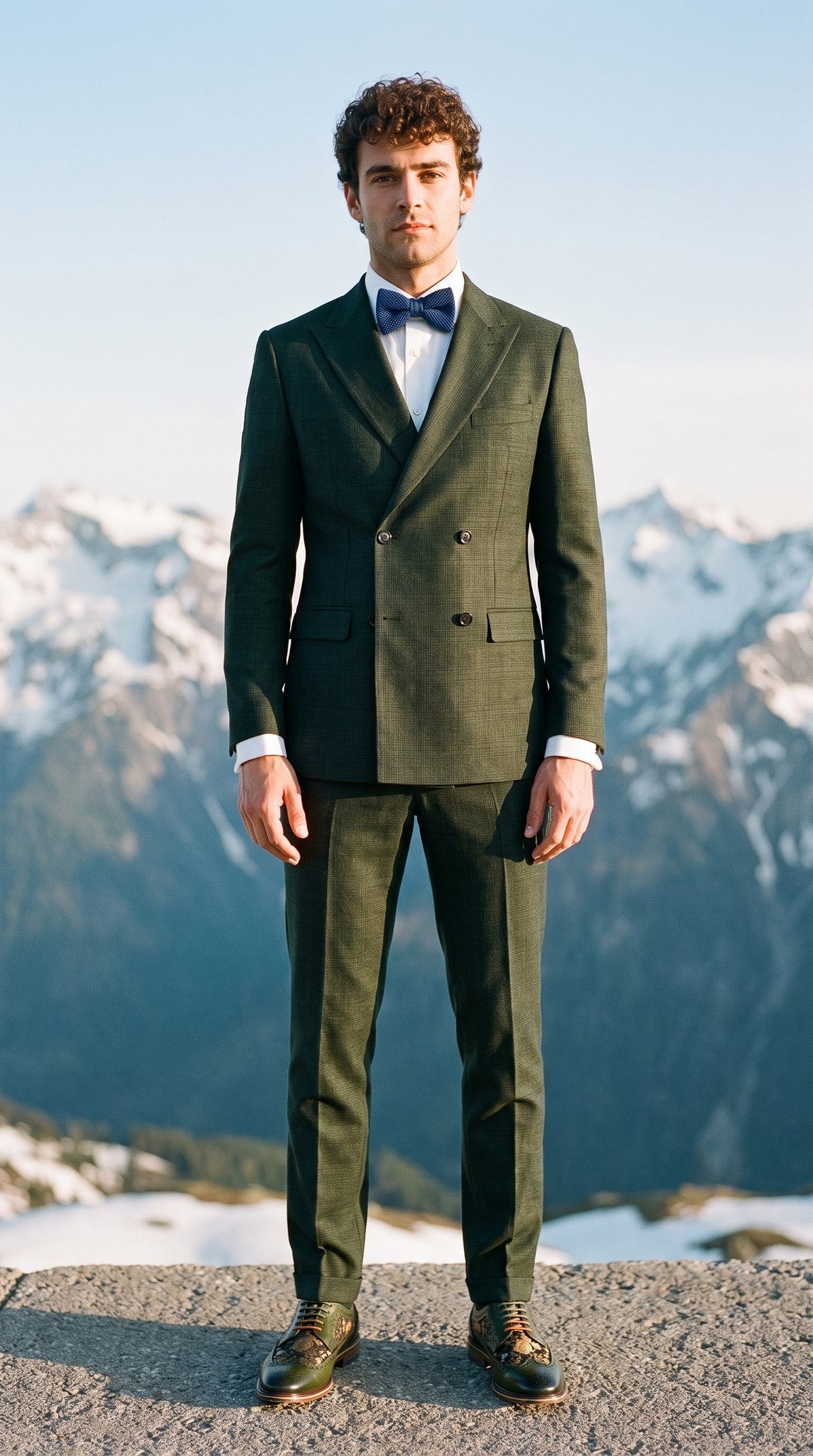 Look #345 styled with Caridi - Ανδρικό Σταυρωτό Κοστούμι 2 Τεμαχίων σε Λαδί Χρώμα