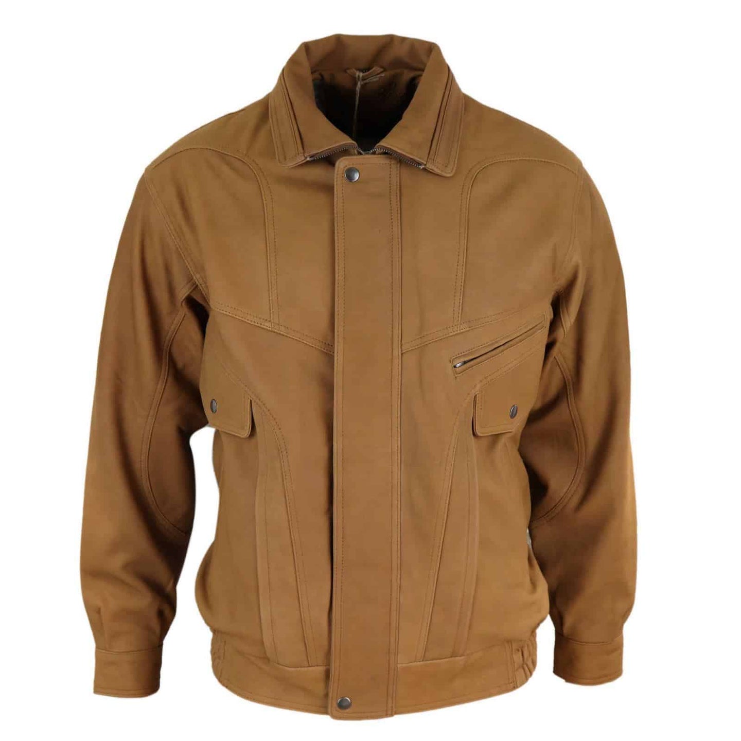 Ανδρικό Κλασικό Δερμάτινο Bomber Μπουφάν από Nubuck - Καφέ