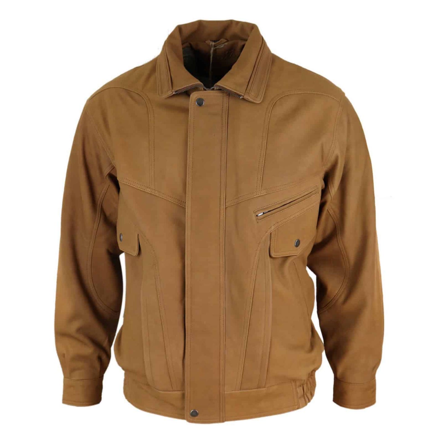 Ανδρικό Κλασικό Δερμάτινο Bomber Μπουφάν από Nubuck - Καφέ