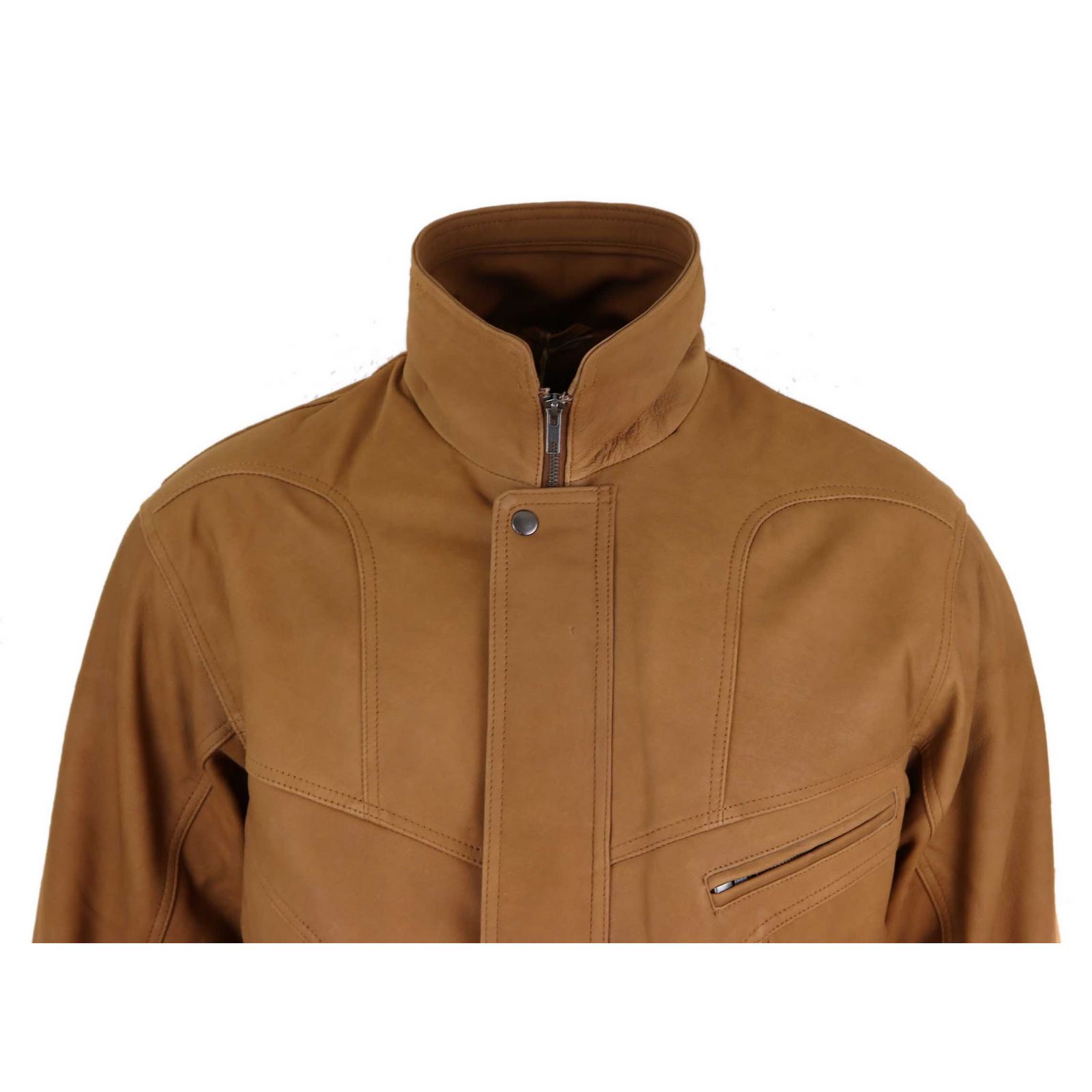 Ανδρικό Κλασικό Δερμάτινο Bomber Μπουφάν από Nubuck - Καφέ