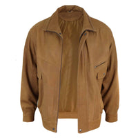 Ανδρικό Κλασικό Δερμάτινο Bomber Μπουφάν από Nubuck - Καφέ