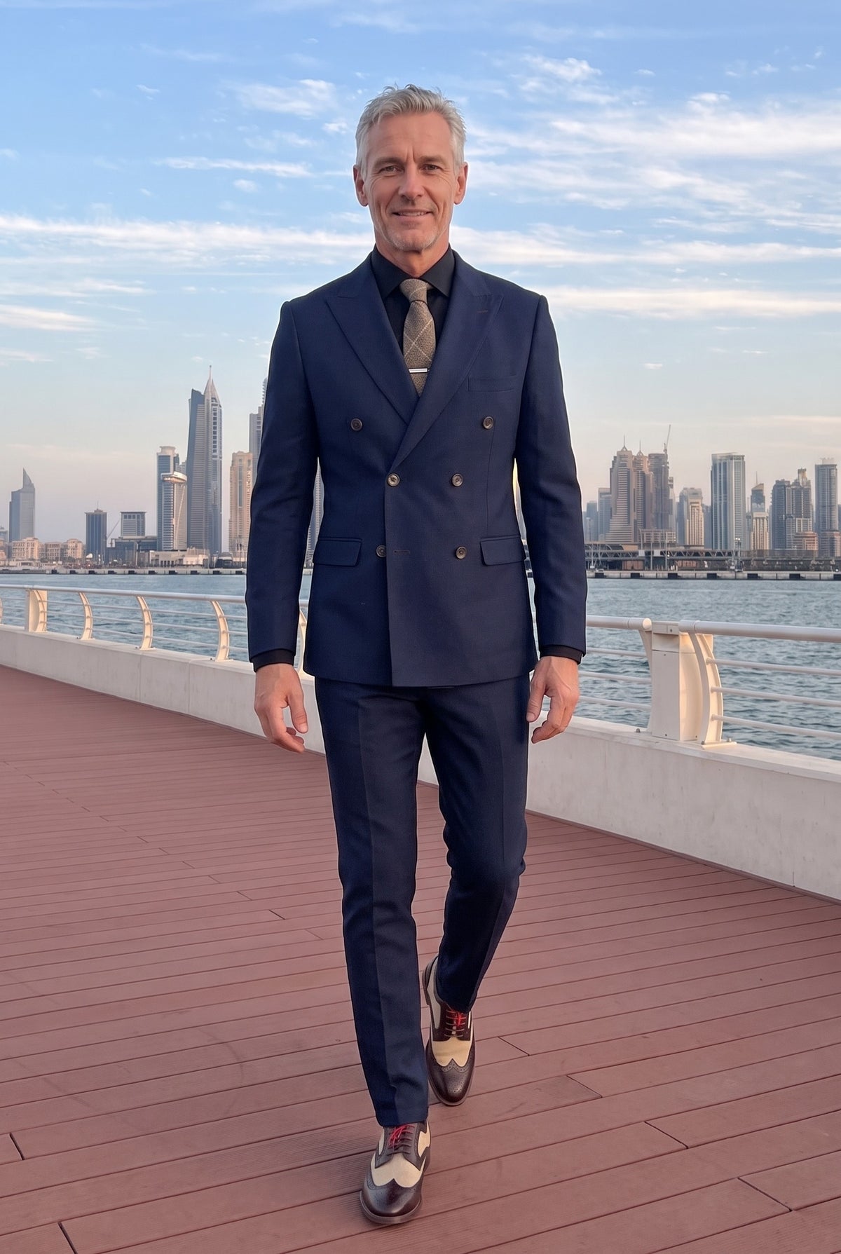 Look #638 styled with Mayfair - Ανδρικό Σταυρωτό Κοστούμι 2 Τεμαχίων σε Navy Χρώμα
