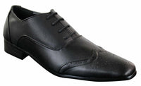 Gio Gino 907001 Ανδρικά Μαύρα Έξυπνα Παπούτσια Brogues από Δέρμα PU με Δαντέλα Gatsby Italian Classic