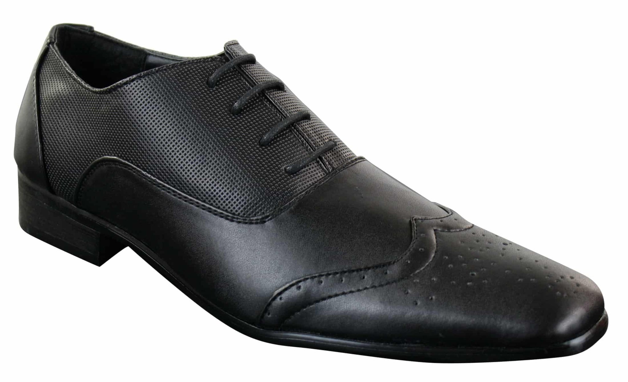 Gio Gino 907001 Ανδρικά Μαύρα Έξυπνα Παπούτσια Brogues από Δέρμα PU με Δαντέλα Gatsby Italian Classic