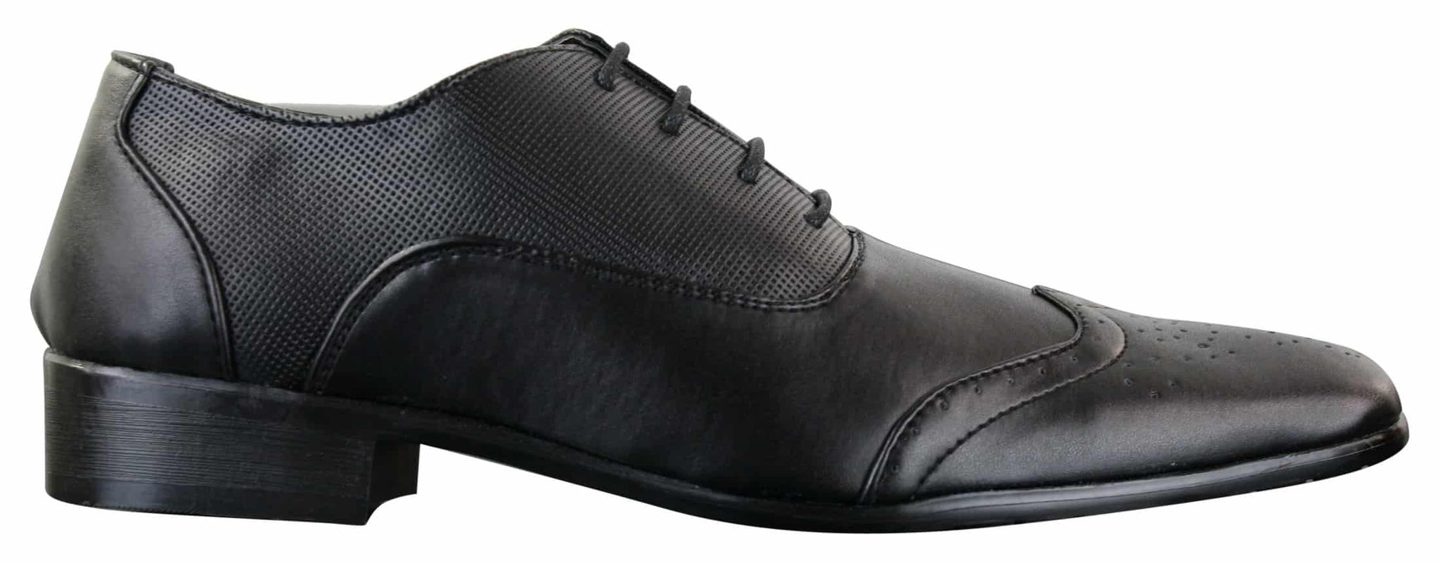 Gio Gino 907001 Ανδρικά Μαύρα Έξυπνα Παπούτσια Brogues από Δέρμα PU με Δαντέλα Gatsby Italian Classic