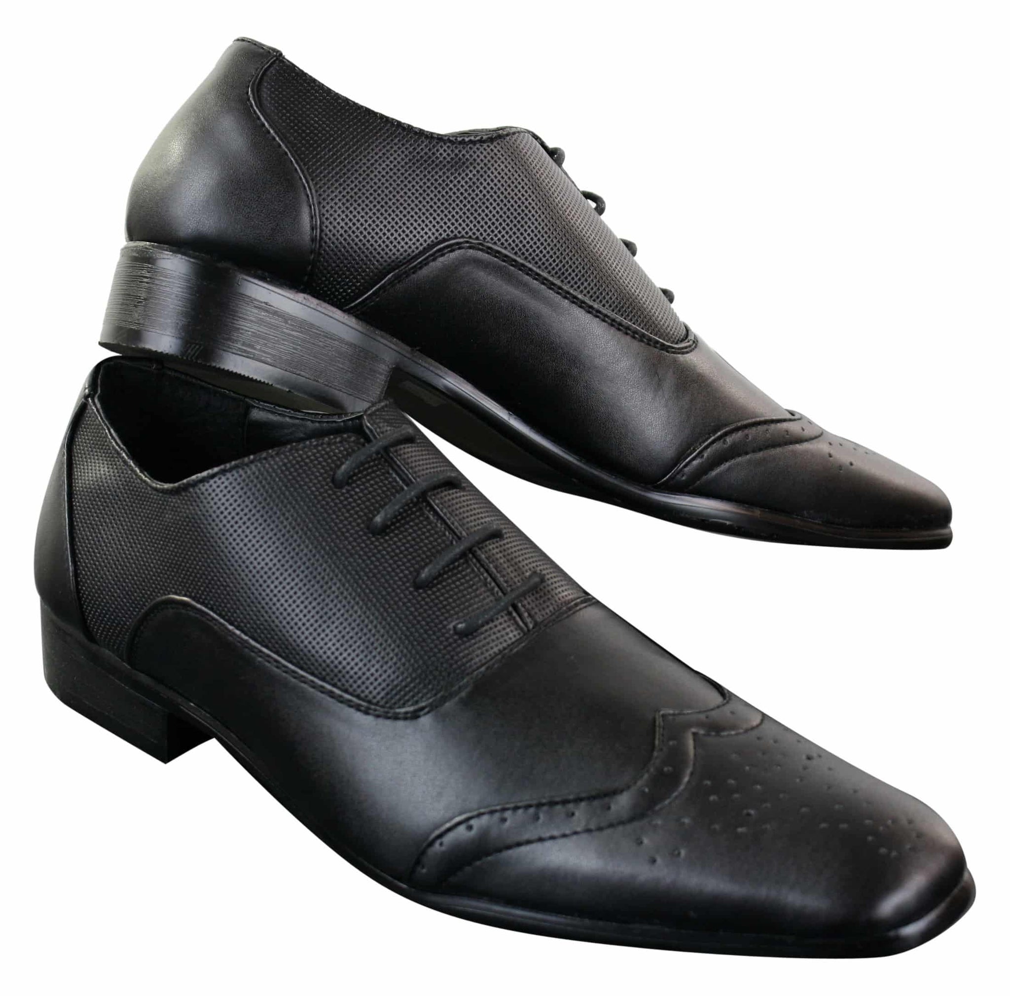 Gio Gino 907001 Ανδρικά Μαύρα Έξυπνα Παπούτσια Brogues από Δέρμα PU με Δαντέλα Gatsby Italian Classic