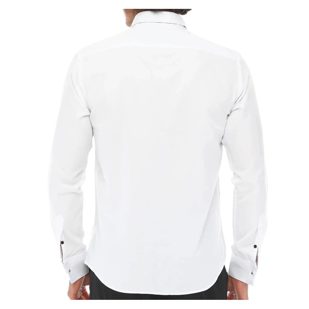 Ανδρικό Πουκάμισο με Γιακά με Φτερά, Σμόκιν, Λευκό, Μαύρο, Ριπ, Διπλό Μανσέτα, Κλασικό