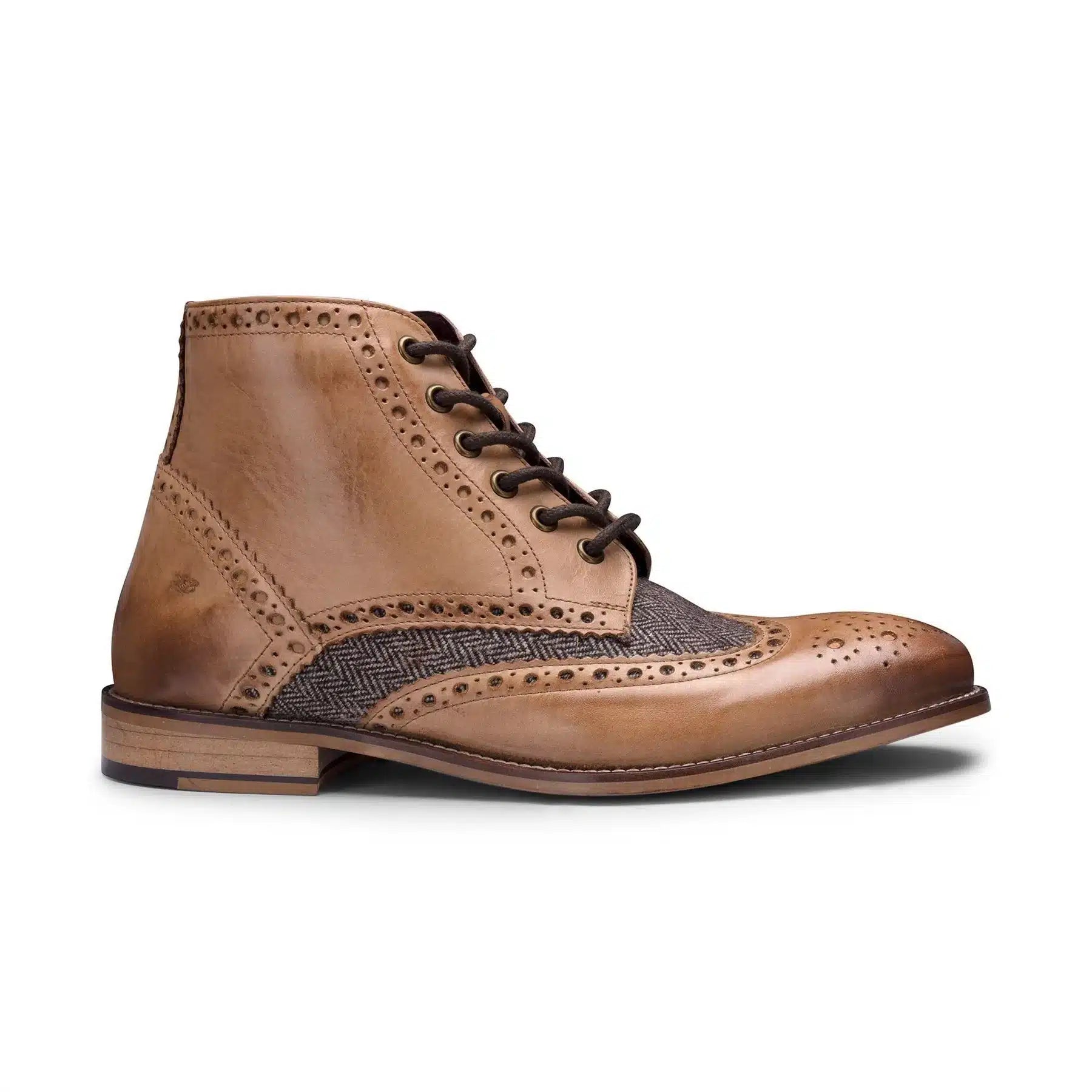 Ανδρικά vintage μπότες από γνήσιο δέρμα, brogues, σουέτ τουίντ, δεκαετία του 1920, κομψά επίσημα παπούτσια με κορδόνια