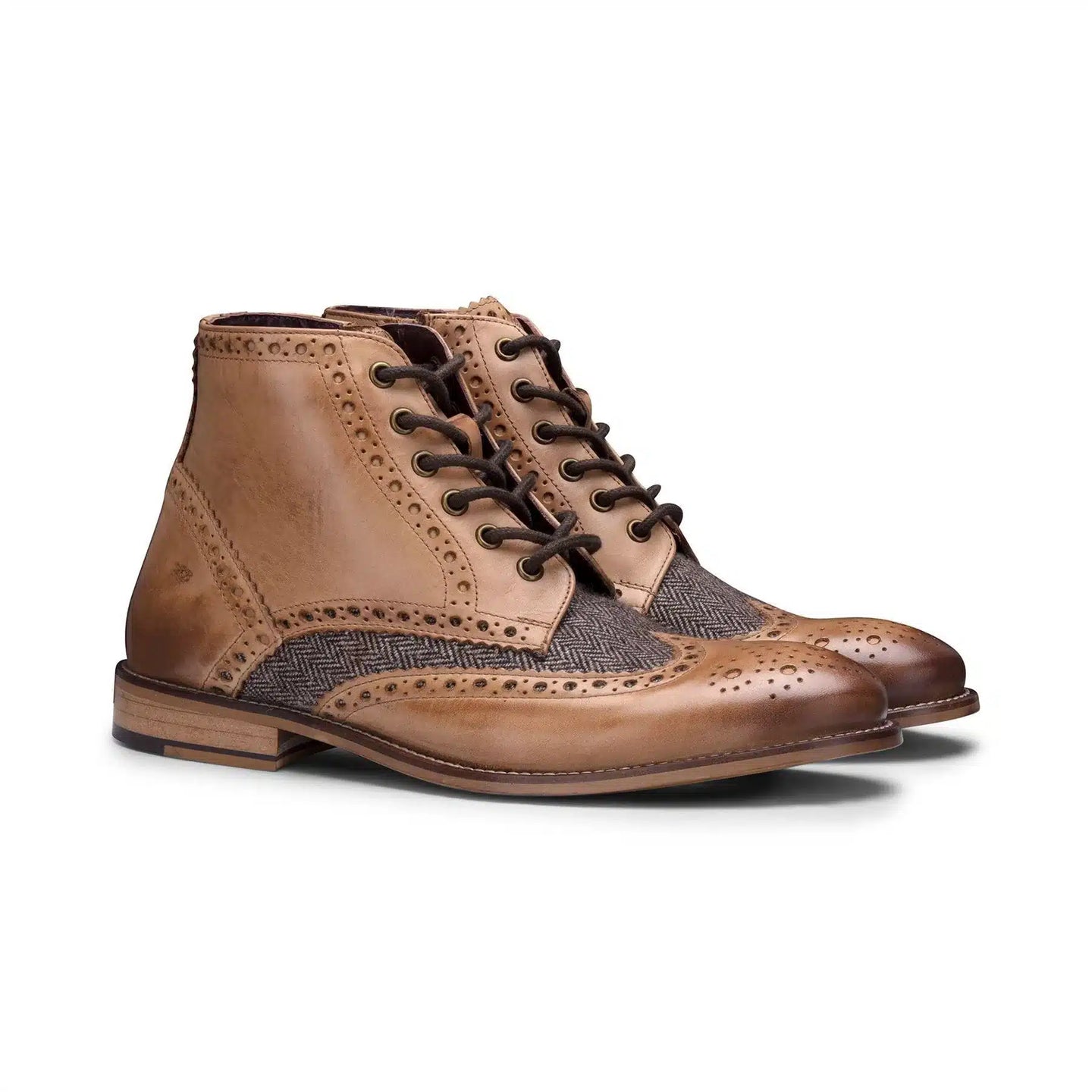 Ανδρικά vintage μπότες από γνήσιο δέρμα, brogues, σουέτ τουίντ, δεκαετία του 1920, κομψά επίσημα παπούτσια με κορδόνια