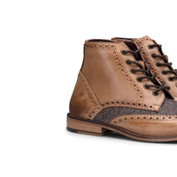 Ανδρικά vintage μπότες από γνήσιο δέρμα, brogues, σουέτ τουίντ, δεκαετία του 1920, κομψά επίσημα παπούτσια με κορδόνια