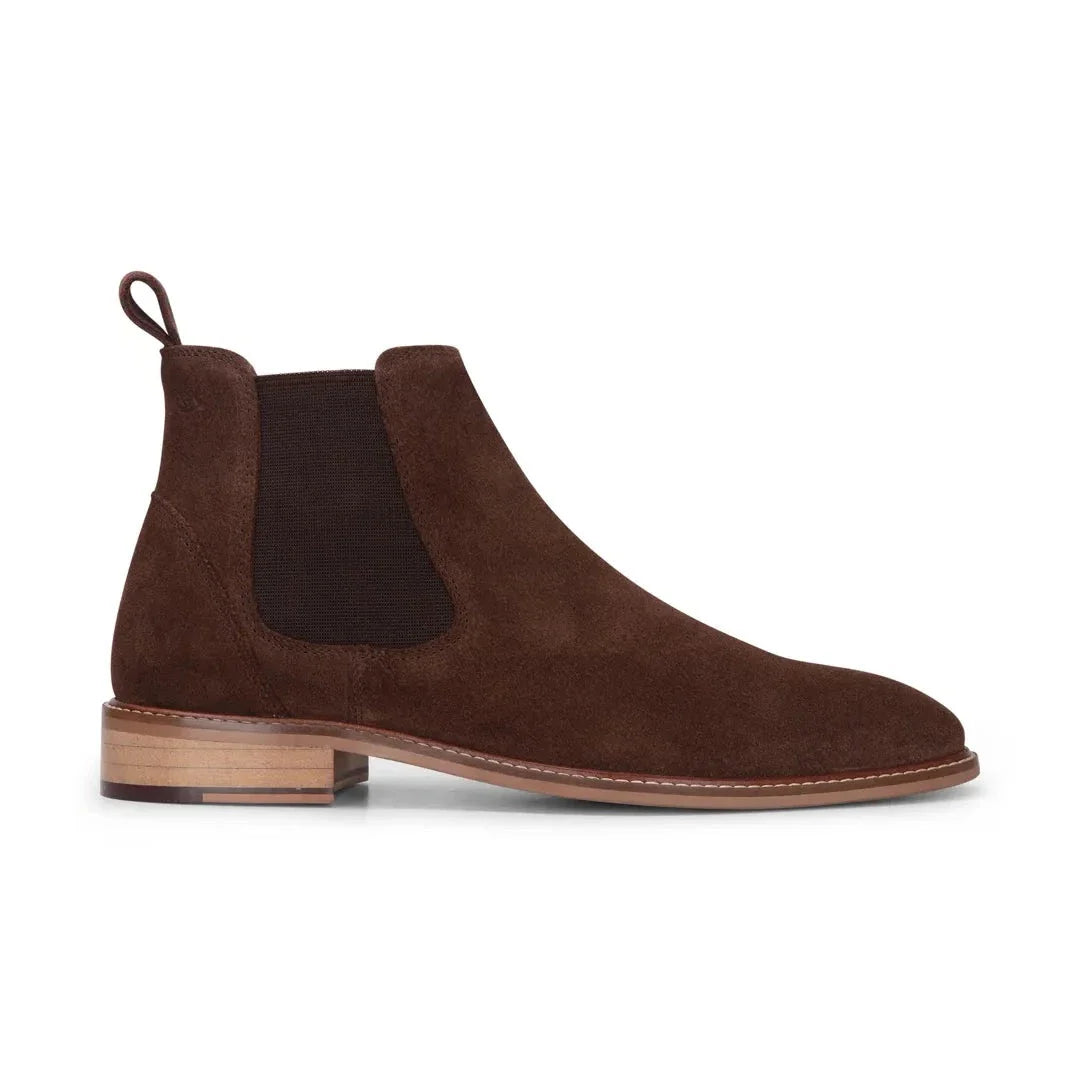 Ανδρικά καφέ σουέτ δερμάτινα slip-on Chelsea μποτάκια μέχρι τον αστράγαλο