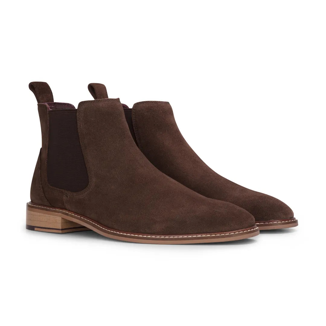 Ανδρικά καφέ σουέτ δερμάτινα slip-on Chelsea μποτάκια μέχρι τον αστράγαλο
