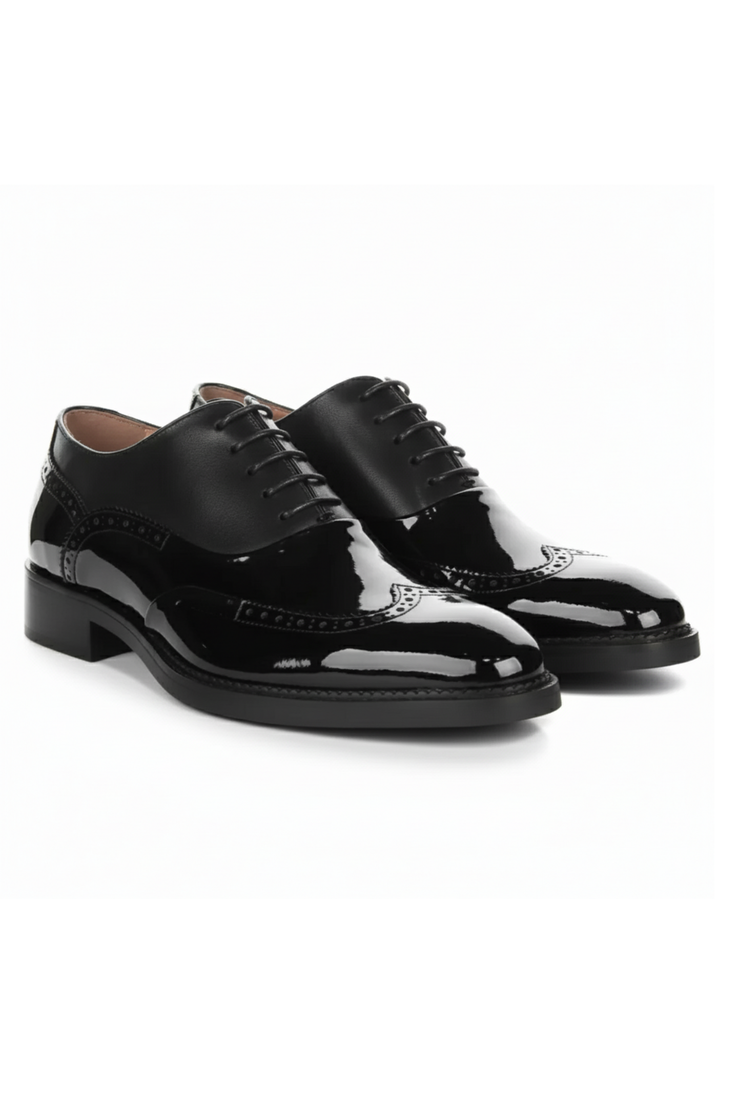 Harry - Ανδρικά Μαύρα Δερμάτινα Παπούτσια Brogue από Λουστρίνι