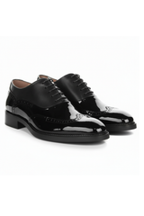 Harry - Ανδρικά Μαύρα Δερμάτινα Παπούτσια Brogue από Λουστρίνι