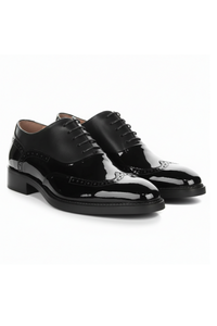 Harry - Ανδρικά Μαύρα Δερμάτινα Παπούτσια Brogue από Λουστρίνι