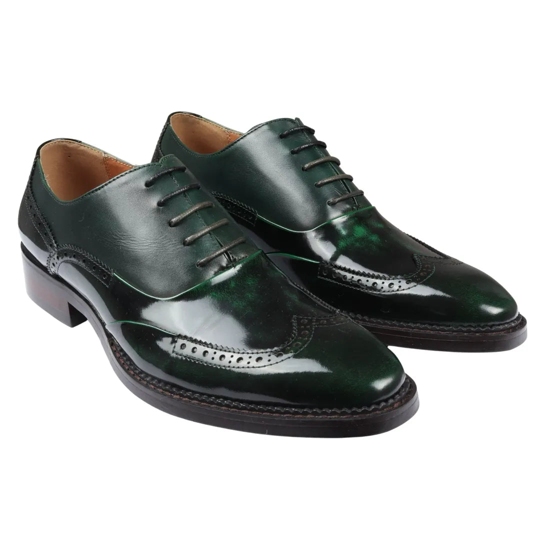 Harry - Ανδρικά Πράσινα Δερμάτινα Παπούτσια Brogue