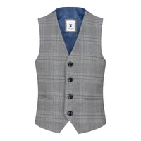Αγόρι Marc Darcy Τριπλό Κοστούμι Γκρι Prince Of Wales Μπλε Καρό Vintage Retro