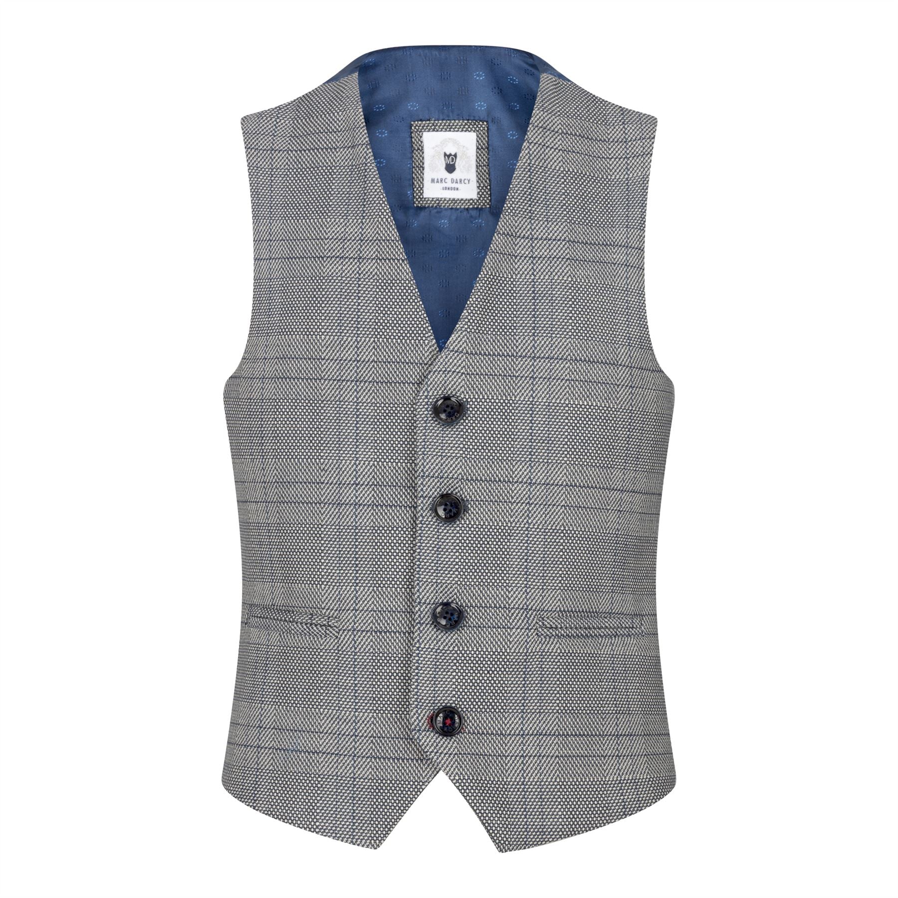 Αγόρι Marc Darcy Τριπλό Κοστούμι Γκρι Prince Of Wales Μπλε Καρό Vintage Retro