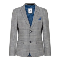 Αγόρι Marc Darcy Τριπλό Κοστούμι Γκρι Prince Of Wales Μπλε Καρό Vintage Retro