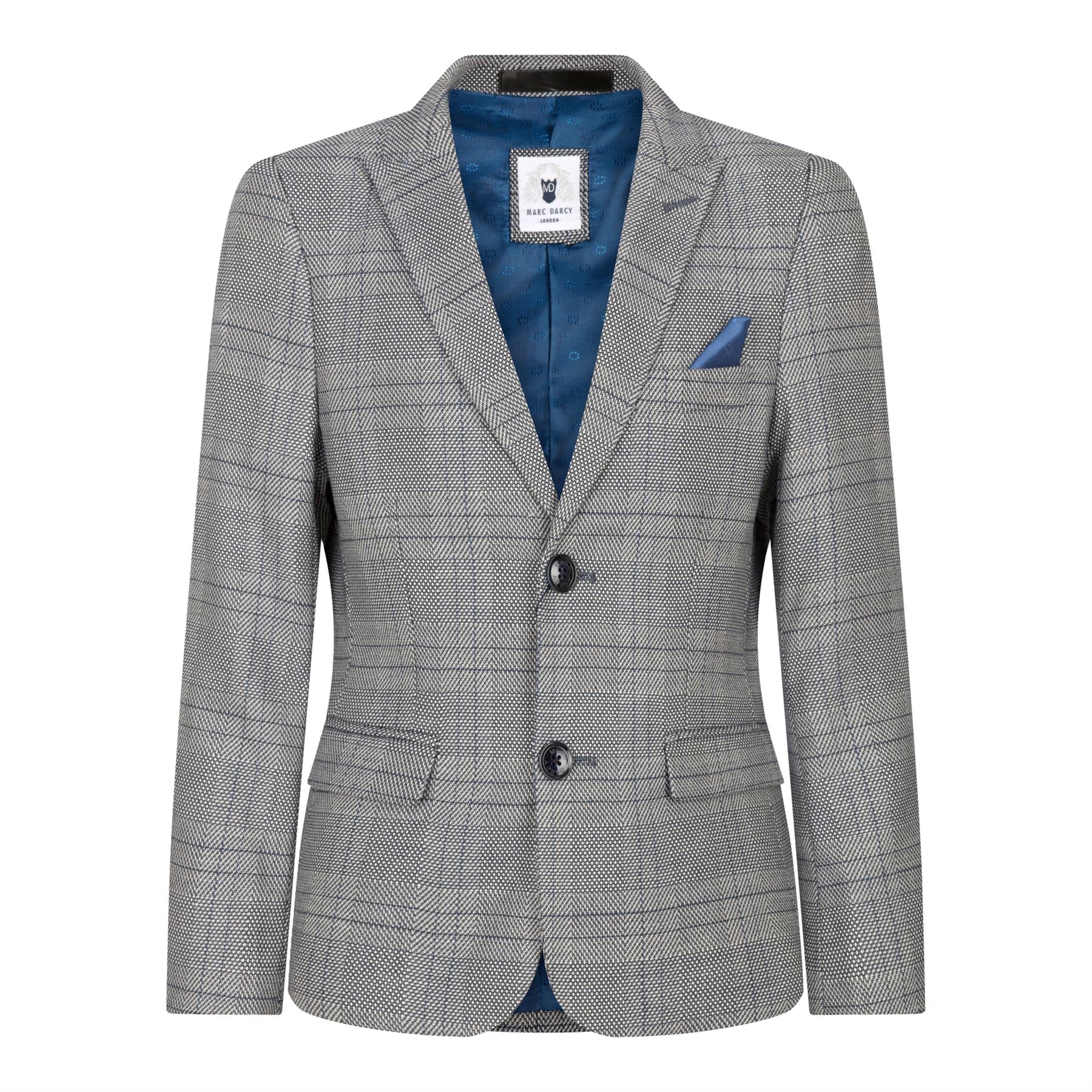 Αγόρι Marc Darcy Τριπλό Κοστούμι Γκρι Prince Of Wales Μπλε Καρό Vintage Retro