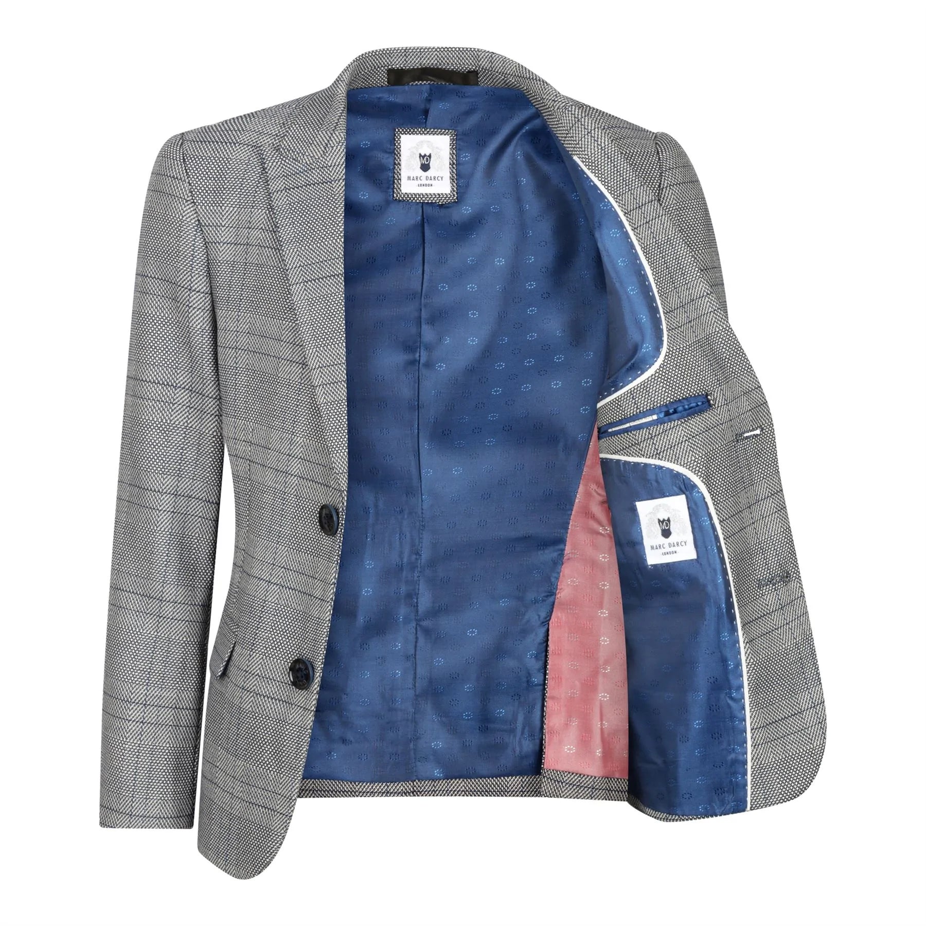 Αγόρι Marc Darcy Τριπλό Κοστούμι Γκρι Prince Of Wales Μπλε Καρό Vintage Retro