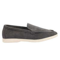 Ανδρικά μοκασίνια Slip On σε γκρι σουέτ και άνετη εφαρμογή